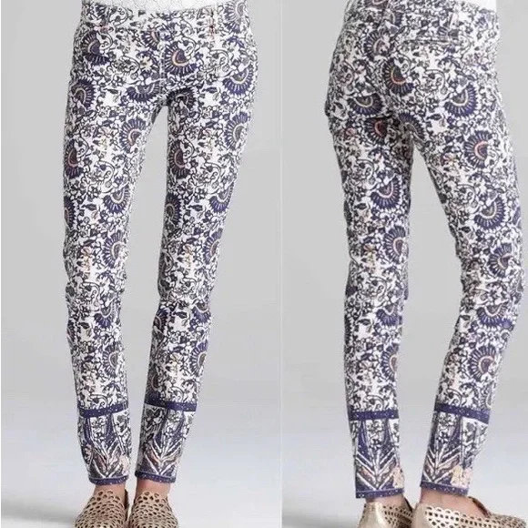 Tory Burch Izzy Printed Crop Skinny Jeans - Picture 1 of 7